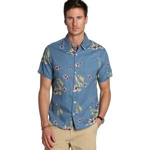 Jachs New York wpmens blue Floral Short Sleeve Button-Down Shirt Size M